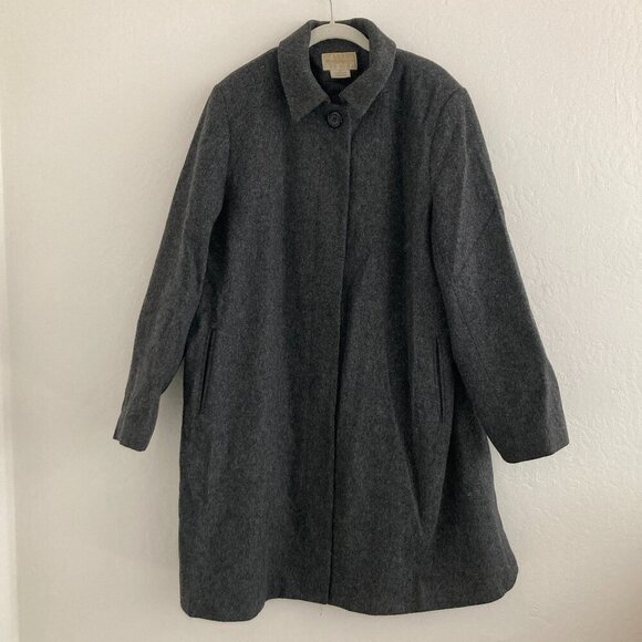 Vintage Worthington Wool Long Gray Coat Button Front Classic Minimalist Women 1X - Picture 1 of 12